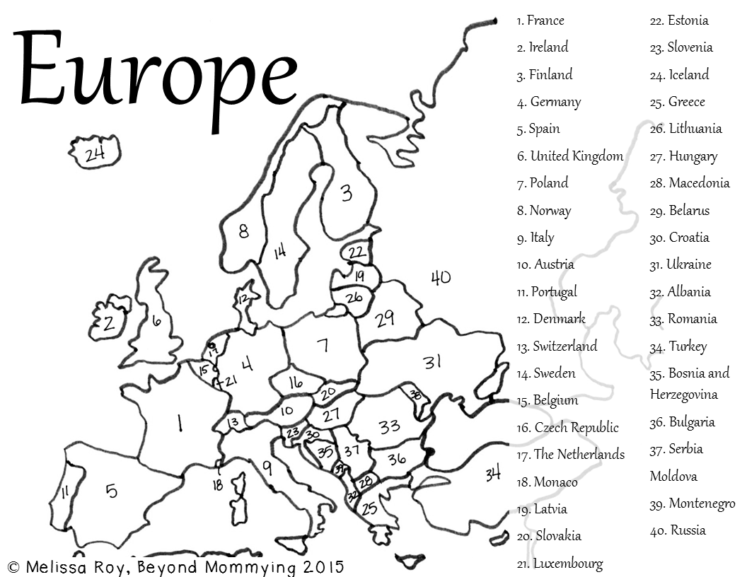 Europe Worksheets