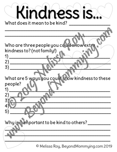 Kindness Worksheet For Elementary Students