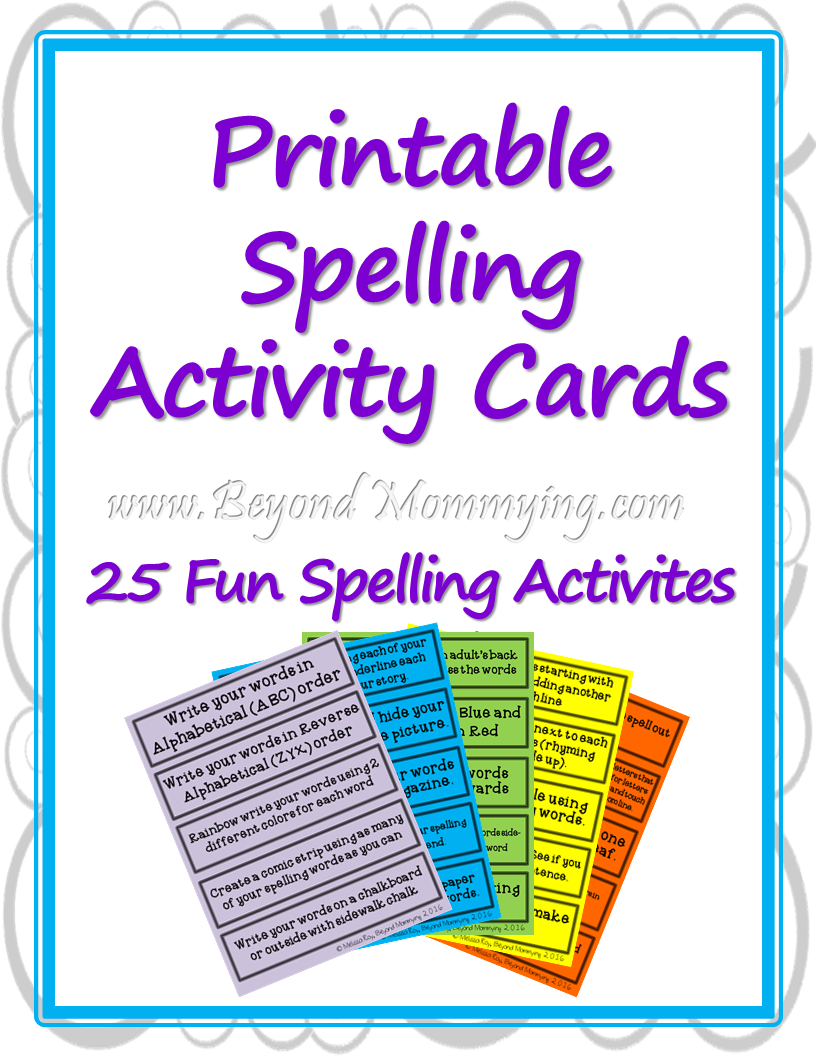 Fun Spelling Activity Cards Beyond Mommying