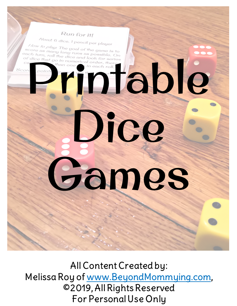 Printable Dice Games